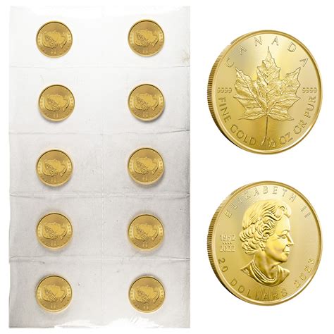 2023 1/2 oz Canadian Gold Maple Leaf Sheet (10 Coins, BU) l BGASC™