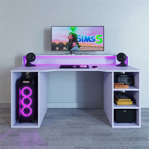 Детский стол для уроков , геймерский игровой Маршал для девочек белый ...