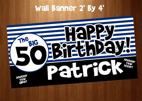 Happy Birthday Personalized Banner 50th Birthday Banner for - Etsy