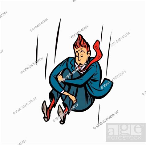 Businessman Jump Dive Comic Cartoon Pop Art Retro Vector Illustration