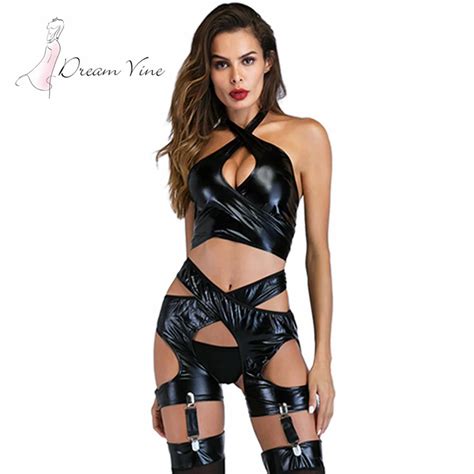 Ensemble De Lingerie F Tiche En Cuir Noir Sexy Lingerie En Latex