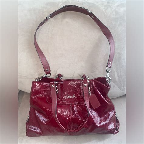 Coach Ashley Crimson Red Patent Leather Carryall Gem