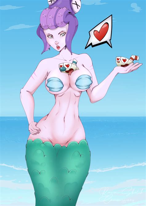 Rule 34 1girls 2boys Big Breasts Blue Eyes Cala Maria Cuphead Cuphead Game Female Giantess