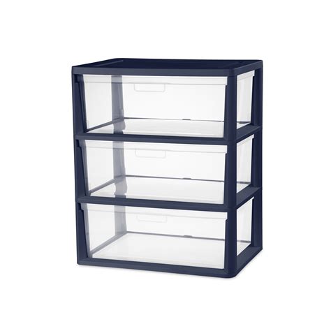 Sterilite Plastic Wide 3 Drawer Tower Blue Cove Walmart Walmart