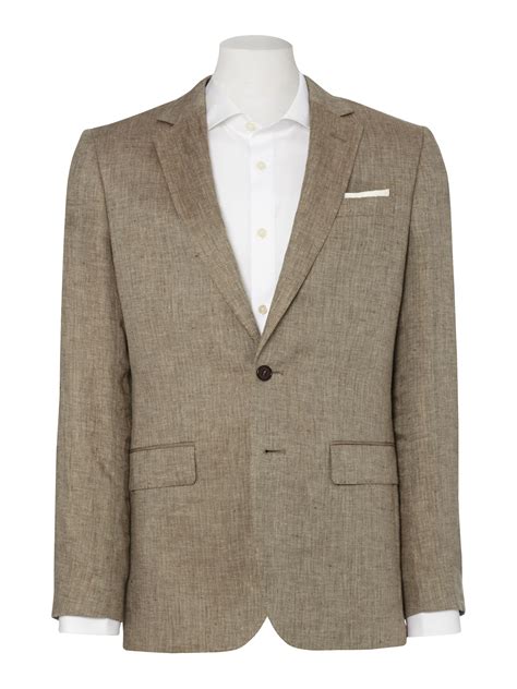 Jaeger Herringbone Single Breasted Suit Jacket In Brown For Men Light