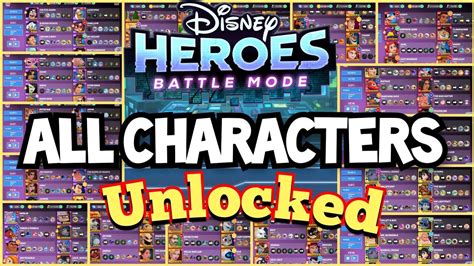 Disney Heroes Battle Mode ALL CHARACTERS UNLOCKED YouTube