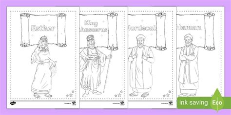 Purim Characters Coloring Pages Corienataliya