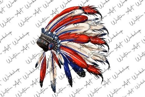 American Flag Native American Headdress Graphic By Westerndesignshop