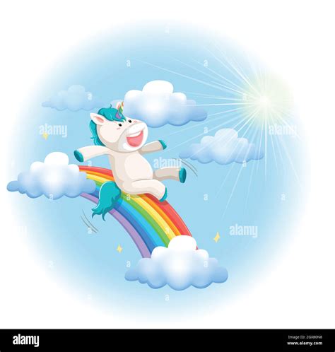 Arco iris dibujo animado de unicornio Imágenes vectoriales de stock