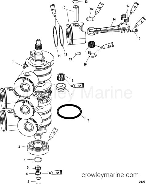 CRANKSHAFT PISTONS AND CONNECTING RODS 2005 Outboard 175DFI XL DIG