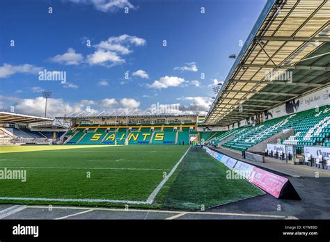 Franklin Gardens The Home Of Northampton Saints Rugby Club Stock Photo