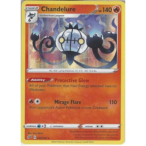 Pokemon Trading Card Game 033 192 Chandelure Rare Holo Card Sword