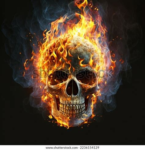 3d Illustration Human Skull Fire Stock Illustration 2236154129