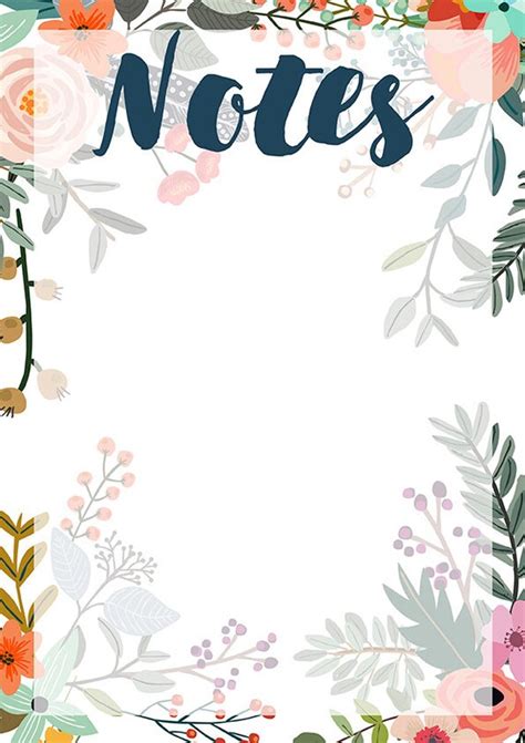 Printable Note Paper Floral Design Pdf A4 Letter List