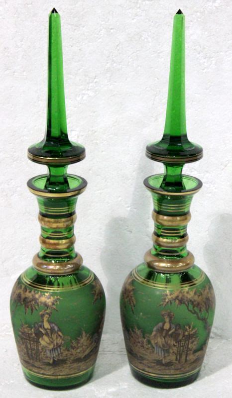 Sold At Auction Gorgeous Pair Of French Hand Blown Green Glass Figural