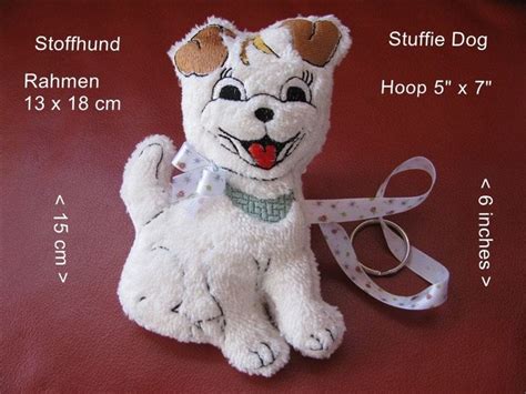 Ith Stickdatei Hund Foxterrier Stofftier Schnullerhalter Etsy De