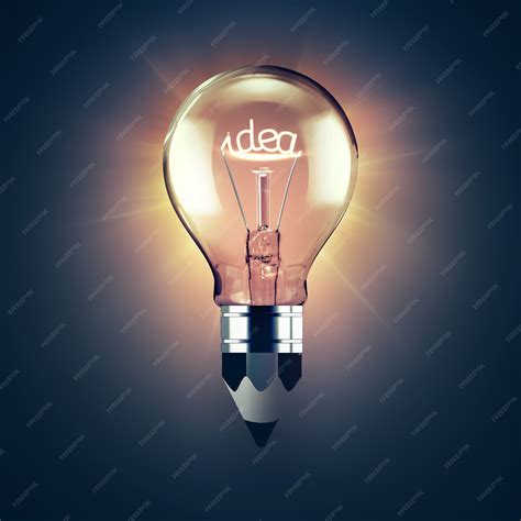 Premium Photo | Idea concept image with a glowing light bulb and pencil