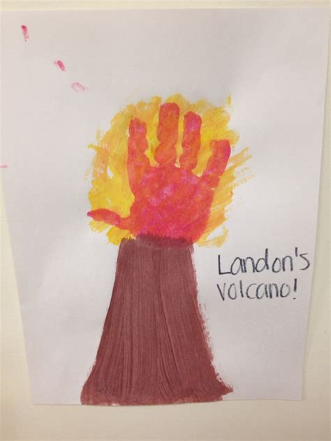 Handprint Volcano Alphabet Crafts Crafts For Kids Handprint Art