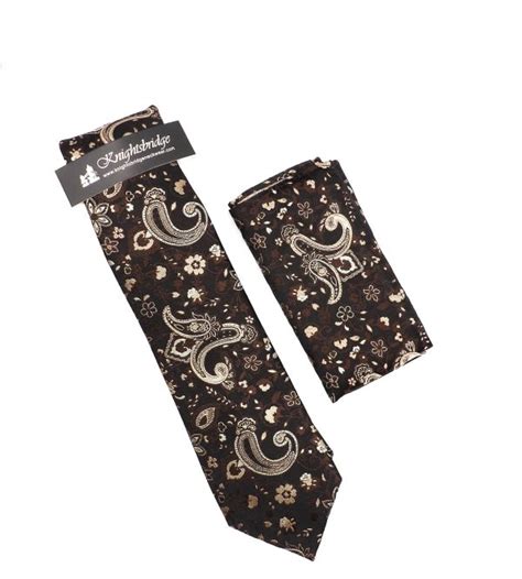 Order Best Price Brown Paisley Tie And Pocket Square Set