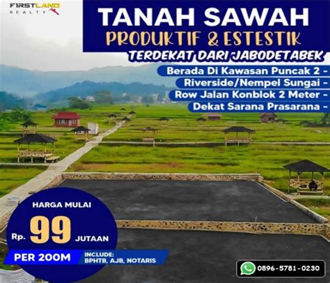 Tanah Kavling Murah Wisata Sawah Produktif Dan Estetik Di Bogor Tanah