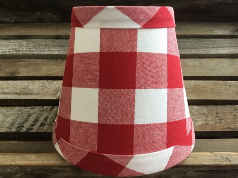 Red And White Buffalo Check Gingham Chandelier Lampshade Large Etsy