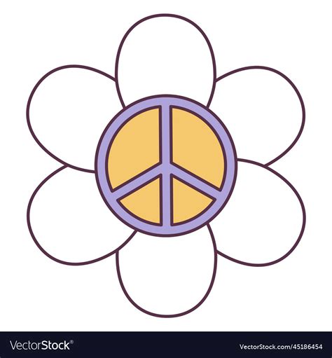 Retro 70s Groovy Hippie Sticker Daisy Peace Symbol