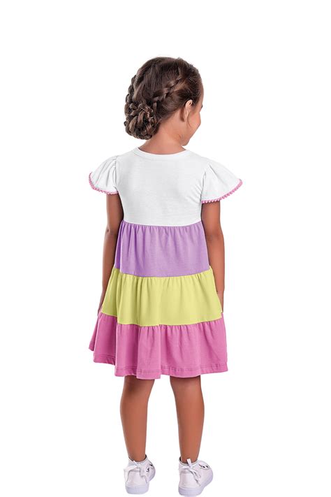 Vestido Em Meia Malha Infantil Menina Bem Me Quer Branco Fakini