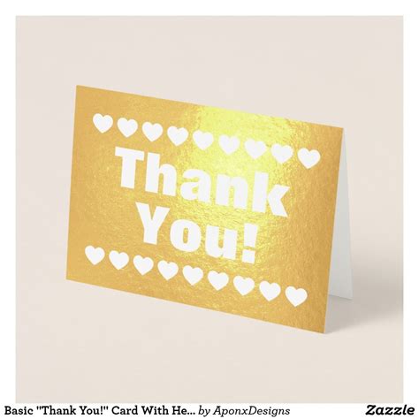 Basic Thank You Card With Heart Shapes Thank You Card Template Thank You Cards Thank You