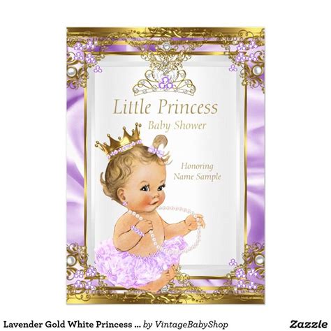 Lavender Gold White Princess Baby Shower Blonde Invitation Zazzle Princess Baby Shower