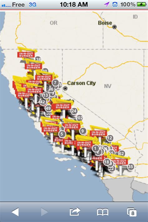 In N Out Burger Locations Map