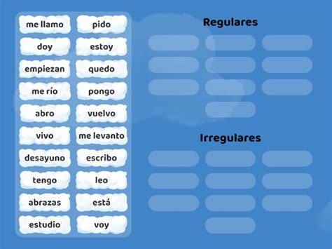 Classifica Los Verbos En Presente P 9 Group Sort