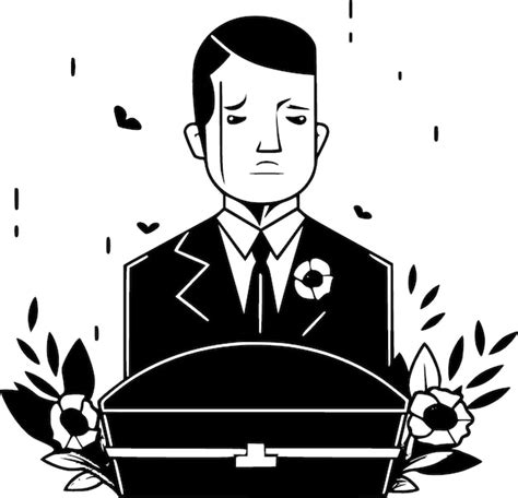 Premium Vector | Funeral black and white isolated icon vector illustration