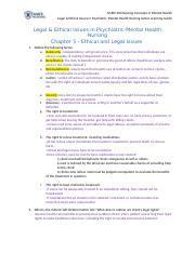 Legal Ethical Issues In Psychiatric Mental Health Nursing Active