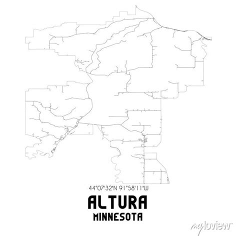 Altura Minnesota Us Street Map With Black And White Lines Wall Mural