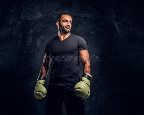 Portrait Of A Brutal Professional Fighter With Naked Torso Posing For A