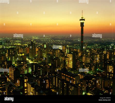 Johannesburg Skyline Hillbrow Tower High Rise Hi Res Stock Photography