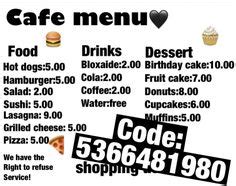 Pin by bloxburgstuffs on Cafe menu codes/Hotel menu (bloxburg ...