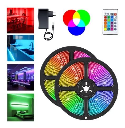 Fita Led Rgb Colorida 3528 10 Metros 15 Cores Fonte Controle MercadoLivre