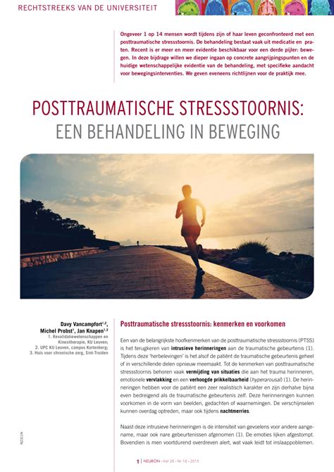 Pdf Posttraumatische Stressstoornis Een Behandeling In Beweging