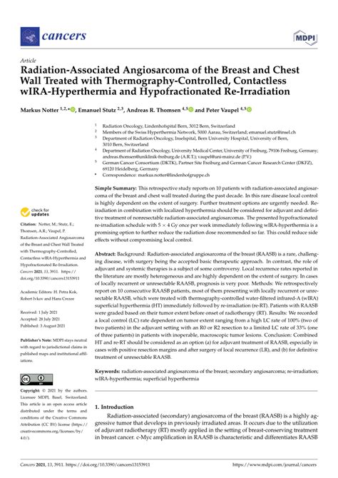 Pdf Radiation Associated Angiosarcoma Of The Breast And Chest Wall