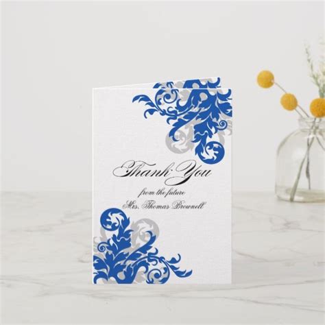 Royal Blue And Silver Flourish Thank You Zazzle Blue And Silver