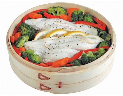 Steamed Basa Fillet With Veggies Prepared Food Photos Inc