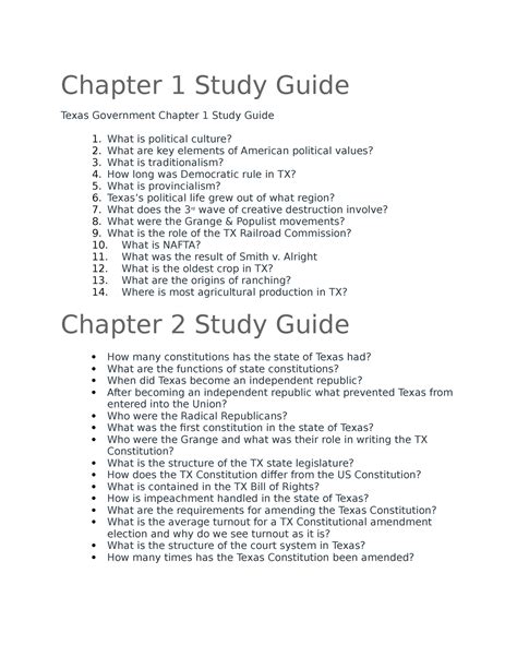 Study Guides Chapter 1 Study Guide Texas Government Chapter 1 Study