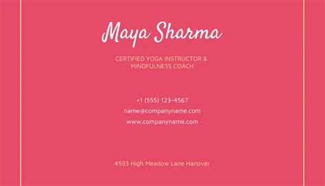 Pink Minimalist Illustration Yoga Instructor Business Card Venngage