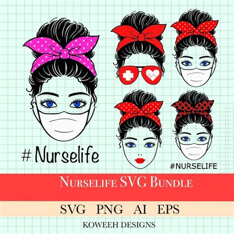 Messy Bun Nurse Svg Nurselife Svg Png Bundle Nurselife Etsy