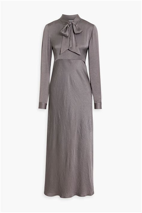 Iris Ink Lillian Pussy Bow Satin Crepe Maxi Dress The Outnet