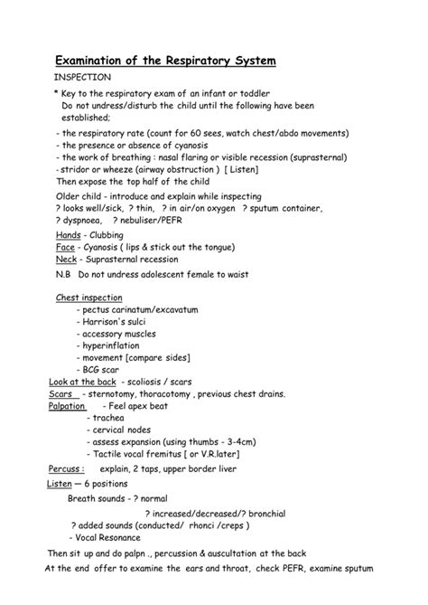 Examination of the Respiratory System