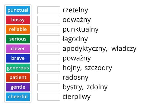 klasa 7 - CZŁOWIEK - vocabulary 2 - Match up