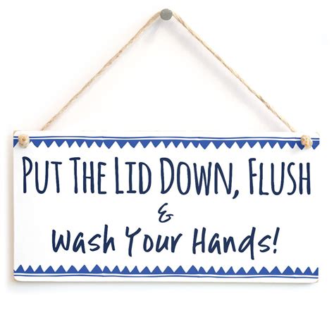 Buy Put The Lid Down Flush And Wash Your Hands Stylish Bathroom Rules Toilet Rules Door Sign