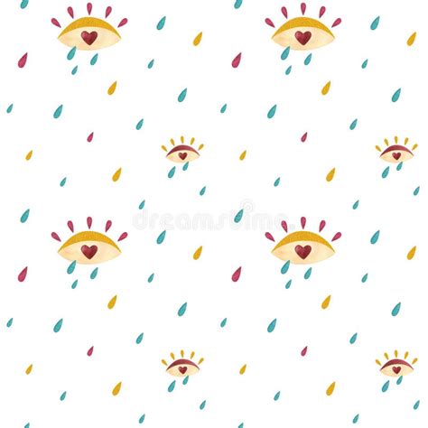 Rain Pattern With Eyes Stock Illustration Illustration Of White